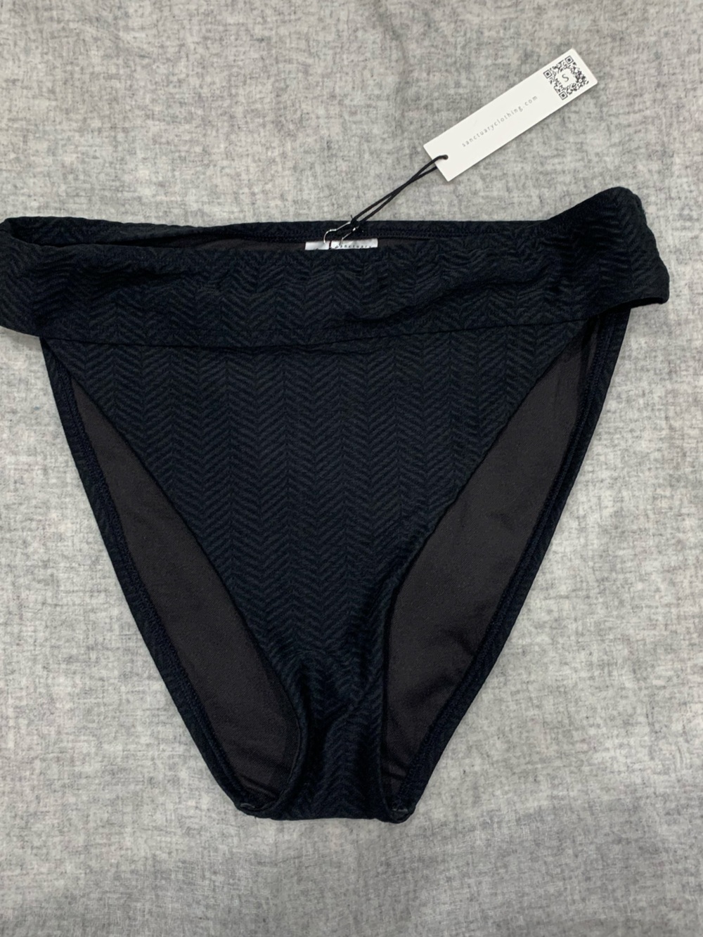Sanctuary Black Textured Fold-Over Bikini Bottom